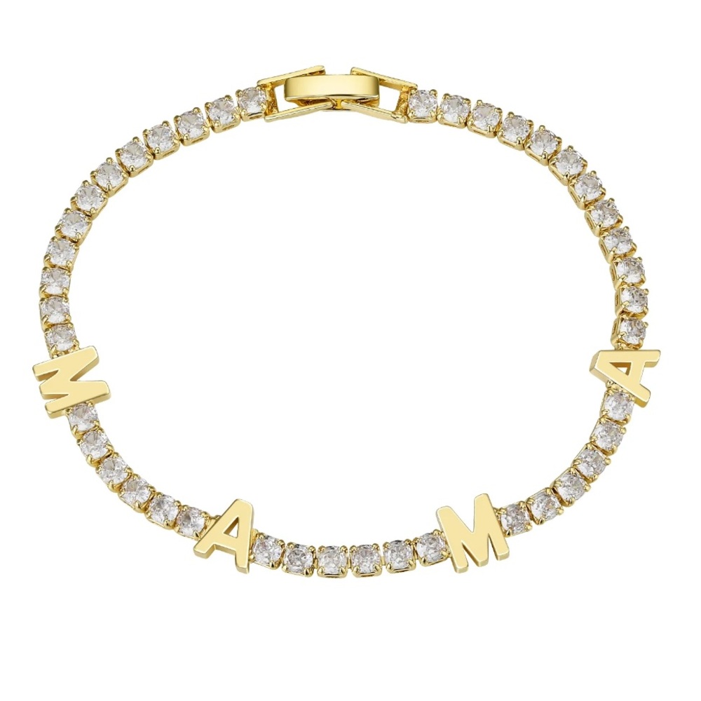 Personalized Mama Gold Tennis Bracelet with Cubic Zirconia